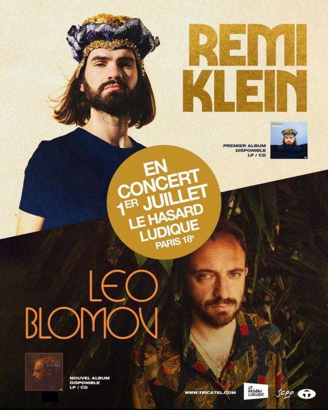 HASARD LUDIQUE - DERNIÈRES PLACES 

La jauge se remplit pour le concert de @remiklein_vie et @leoblomov au @lehasardludique 🌞 les dernières places pour le mardi 1er juillet sont à prendre sur le lien de billetterie dans la bio ! 

Merch en vente sur place. 

@leoblomov - Blomovinho : nouvel album disponible partout 

@remiklein_vie - Friend In Need : premier album le vendredi 20 juin